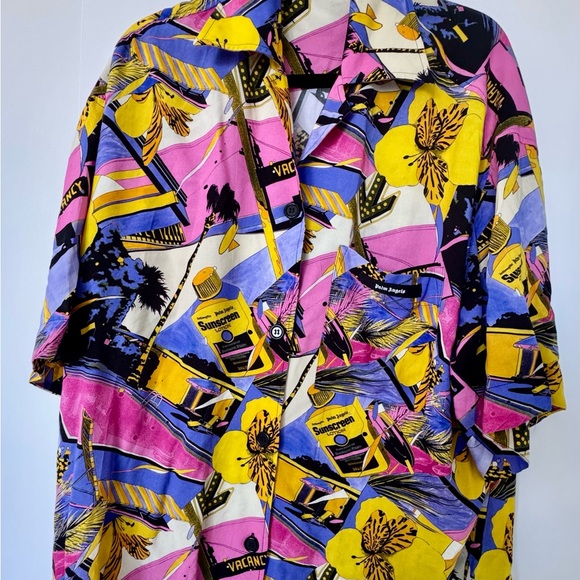 Palm Angels Pink and Yellow Graphic Blouse and Shorts set, size L, made in Italy - Picture 4 of 16